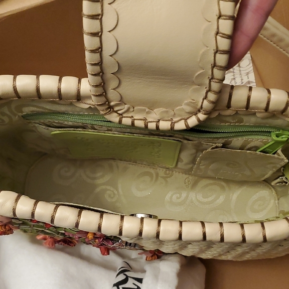 Brighton Women's Woven Floral Shoulder Bag - Cream and Pink - Picture 3 of 3